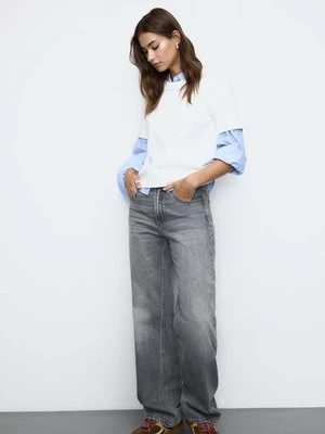 Stradivarius D92 jeansy o prostym kroju typu wide leg  CIEMNOSZARY DENIM
