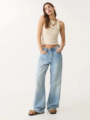Stradivarius D92 jeansy o prostym kroju typu wide leg  Ciemny czarny