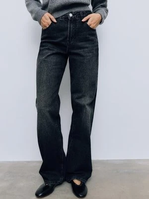 Stradivarius D92 jeansy o prostym kroju typu wide leg  CZARNY DENIM