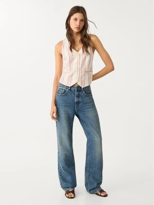 Stradivarius D92 jeansy o prostym kroju typu wide leg  Granatowy/wyblakły niebieski
