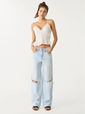 Stradivarius D92 jeansy o prostym kroju typu wide leg  Jasnoniebieski