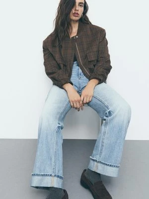 Stradivarius D92 jeansy o prostym kroju typu wide leg  JASNONIEBIESKI DENIM