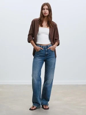 Stradivarius D92 jeansy o prostym kroju typu wide leg  NIEBIESKI DENIM OVERDYED