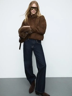 Stradivarius D92 jeansy o prostym kroju typu wide leg  NIEBIESKI DENIM OVERDYED