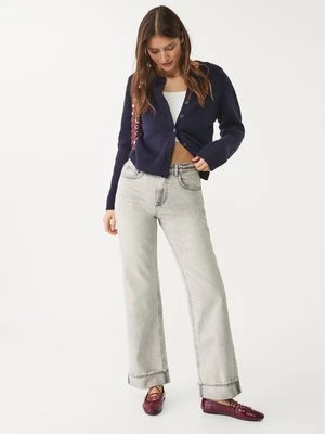 Stradivarius D92 jeansy o prostym kroju typu wide leg  Niebieski overdye