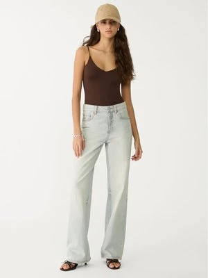 Stradivarius D92 jeansy o prostym kroju typu wide leg  Niebieski overdye