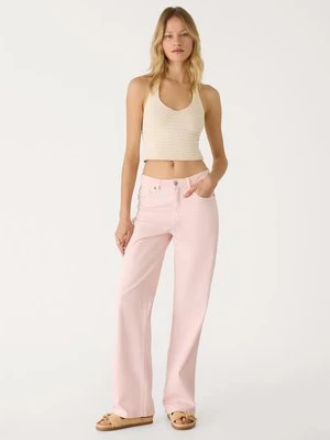 Stradivarius D92 jeansy o prostym kroju typu wide leg  Pastelowy róż