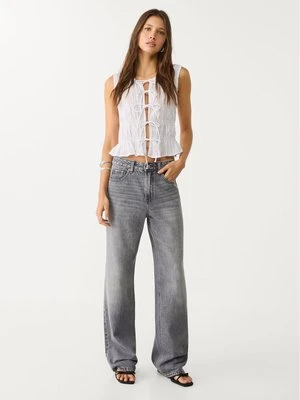 Stradivarius D92 jeansy o prostym kroju typu wide leg  Średni szary