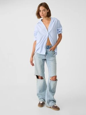 Stradivarius D92 Straight wide  ŚREDNIOJASNY NIEBIESKI DENIM