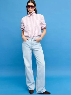 Stradivarius D92 jeansy o prostym kroju typu wide leg  ŚREDNIOJASNY NIEBIESKI DENIM