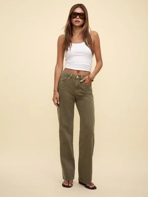 Stradivarius D92 Jeansy proste szerokie  Khaki