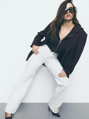 Stradivarius D92 Jeansy straight wide  Biały