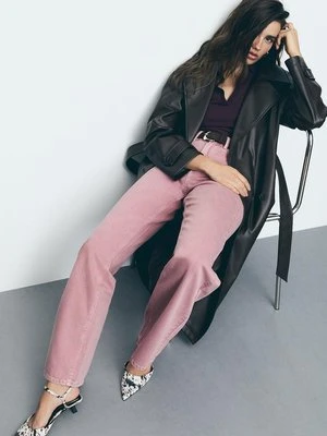 Stradivarius D92 Jeansy straight wide  Cielisty róż