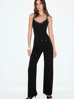 Stradivarius D92 Jeansy straight wide  Czarny