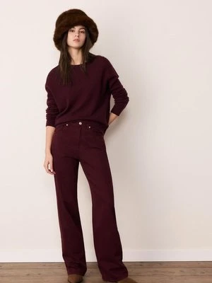 Stradivarius D92 Jeansy straight wide  Wiśniowy