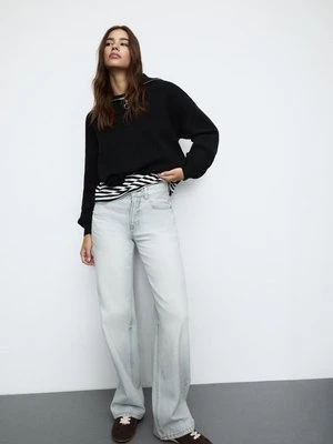 Stradivarius D92 jeansy o prostym kroju typu wide leg  PERŁOWOSZARY DENIM