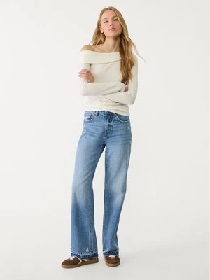 Stradivarius D92 jeansy o prostym kroju typu wide leg  Denimowy średni Dark Blue