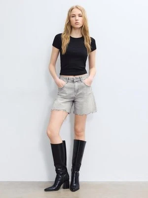 Stradivarius D93 Jeansowe spodenki o długim kroju  CIEMNOSZARY DENIM