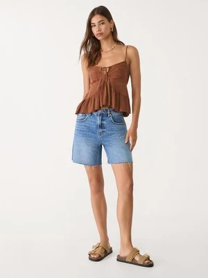 Stradivarius D93 Jeansowe spodenki o długim kroju  ŚREDNI NIEBIESKI DENIM