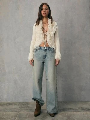 Stradivarius D94 Jeansy relax fit z szerokimi nogawkami  NIEBIESKI DENIM OVERDYED