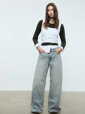 Stradivarius D94 Jeansy relax fit z szerokimi nogawkami NIEBIESKI DENIM OVERDYED