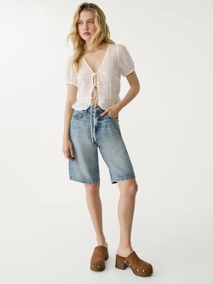 Stradivarius D95 Bermudy typu jortsy  NIEBIESKI DENIM OVERDYED