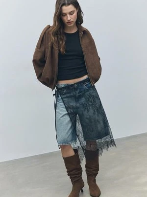 Stradivarius D95 Dżinsowe bermudy Jort  NIEBIESKI DENIM OVERDYED