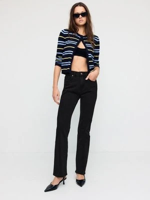 Stradivarius D98 Jeansy o prostym kroju  CZARNY DENIM Z EFEKTEM SPRANIA