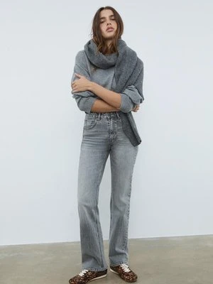 Stradivarius D98 Jeansy Straight efekt vintage  CIEMNOSZARY DENIM