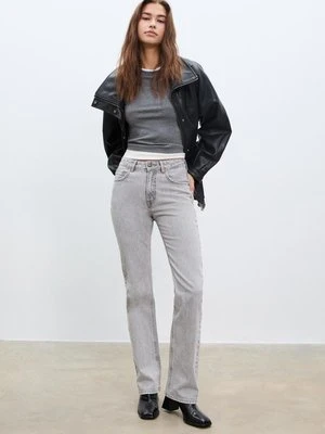 Stradivarius D98 Jeansy Straight efekt vintage  PERŁOWOSZARY DENIM