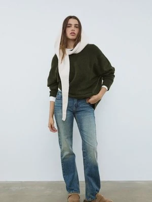 Stradivarius D98 Jeansy Straight efekt vintage  ŚREDNI NIEBIESKI DENIM