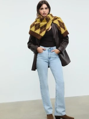 Stradivarius D98 Jeansy Straight efekt vintage  ŚREDNIOJASNY NIEBIESKI DENIM