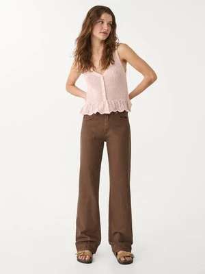 Stradivarius D98 proste jeansy w stylu vintage  Brązowy