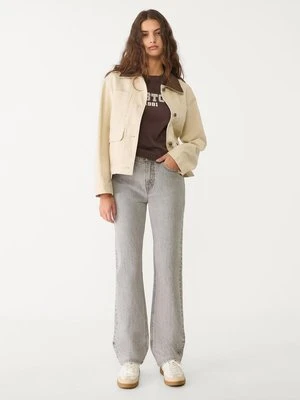Stradivarius D98 proste jeansy w stylu vintage  PERŁOWOSZARY DENIM