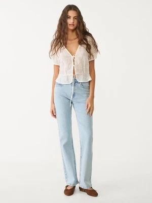 Stradivarius D98 proste jeansy w stylu vintage  ŚREDNIOJASNY NIEBIESKI DENIM