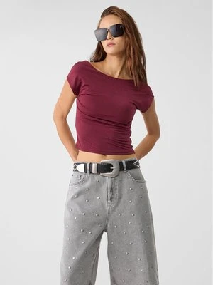 Zdjęcie produktu Stradivarius Denimowe jortsy z ćwiekami  Czarny denim