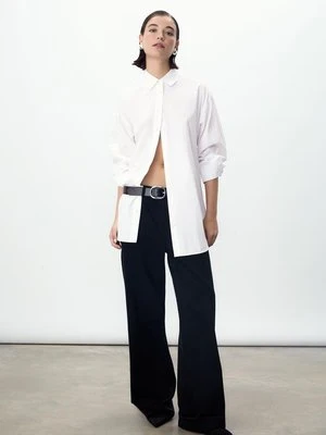 Stradivarius Długa koszula z popeliny  Biały