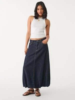 Stradivarius Długa spódnica jeansowa balloon  WYBLAKŁY DENIM