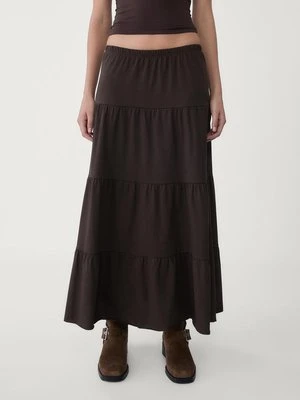 Stradivarius Długa spódnica z dzianiny  Brązowy
