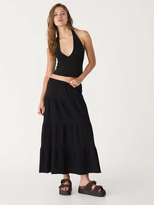 Stradivarius Długa spódnica z dzianiny  Czarny