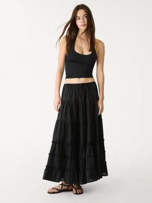 Stradivarius Długa spódnica z falbanami  Czarny