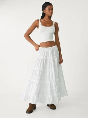 Stradivarius Długa spódnica z falbanami  Ecru