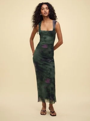 Stradivarius Długa sukienka z wzorzystego tiulu  0-525