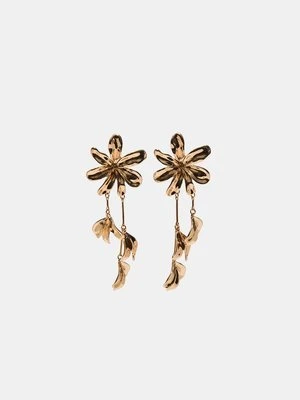 Stradivarius Długie kolczyki kwiat  Złoty