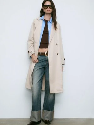 Stradivarius Długi, lejący się trencz  Szary