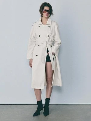 Stradivarius Długi, luźny trencz  Szary