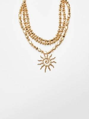 Stradivarius Długi naszyjnik słońce  Złoty