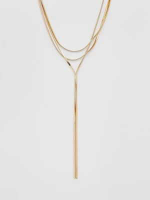 Stradivarius Długi naszyjnik z wieloma łańcuszkami  Złoty