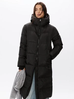 Stradivarius Długi płaszcz pikowany z pierza i puchu Czarny