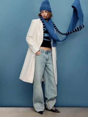 Stradivarius Długi płaszcz męski  Ecru